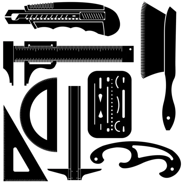 Drafting and engineering tools silhouettes — Stock Vector