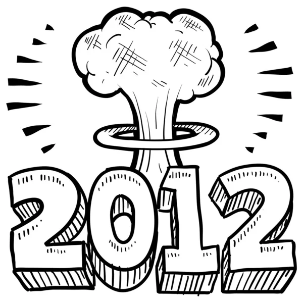 Vaarwel 2012 Nieuwjaar Apocalyps sketch — Stockfoto