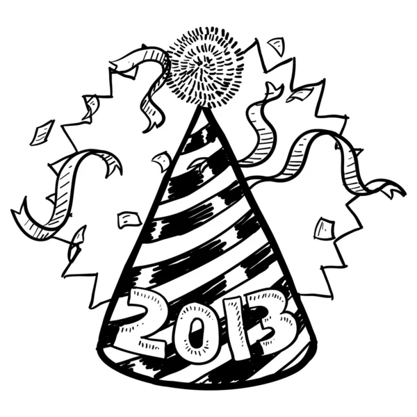 Party-Hut-Sketch zum neuen Jahr 2013 — Stockfoto