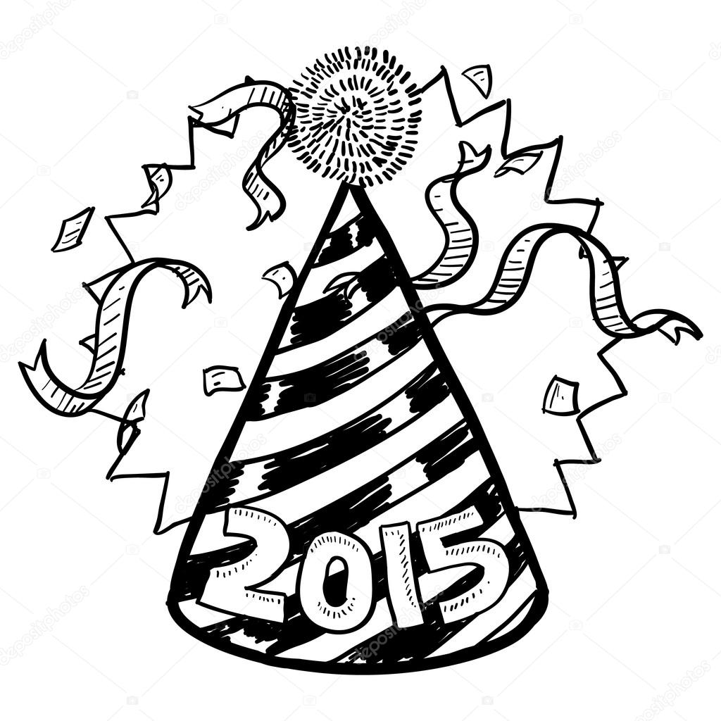 Coloring happy eve printable party celebration years drawing drawings holidays sketch coloirng draw colouring sheets christmas print resolution getdrawings adult New Year's 2015 sketch — Stock Photo © lhfgraphics #16212635