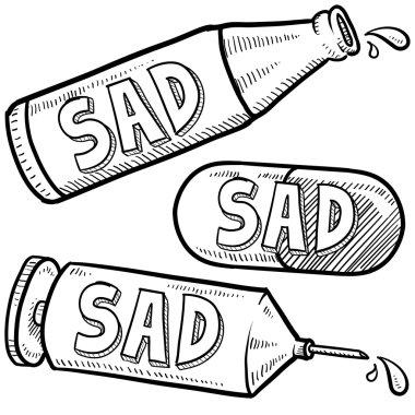 Depression drugs and alcohol sketch clipart