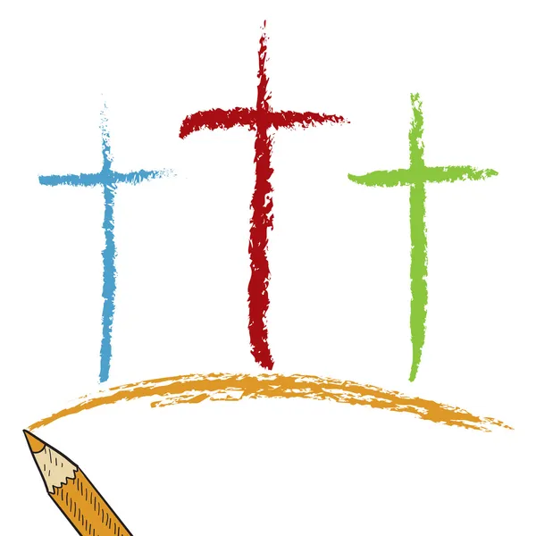 Calvary crosses colored pencil sketch — Stock Photo, Image