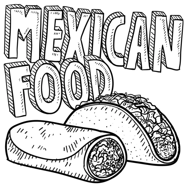 Mexicaans eten schets — Stockfoto