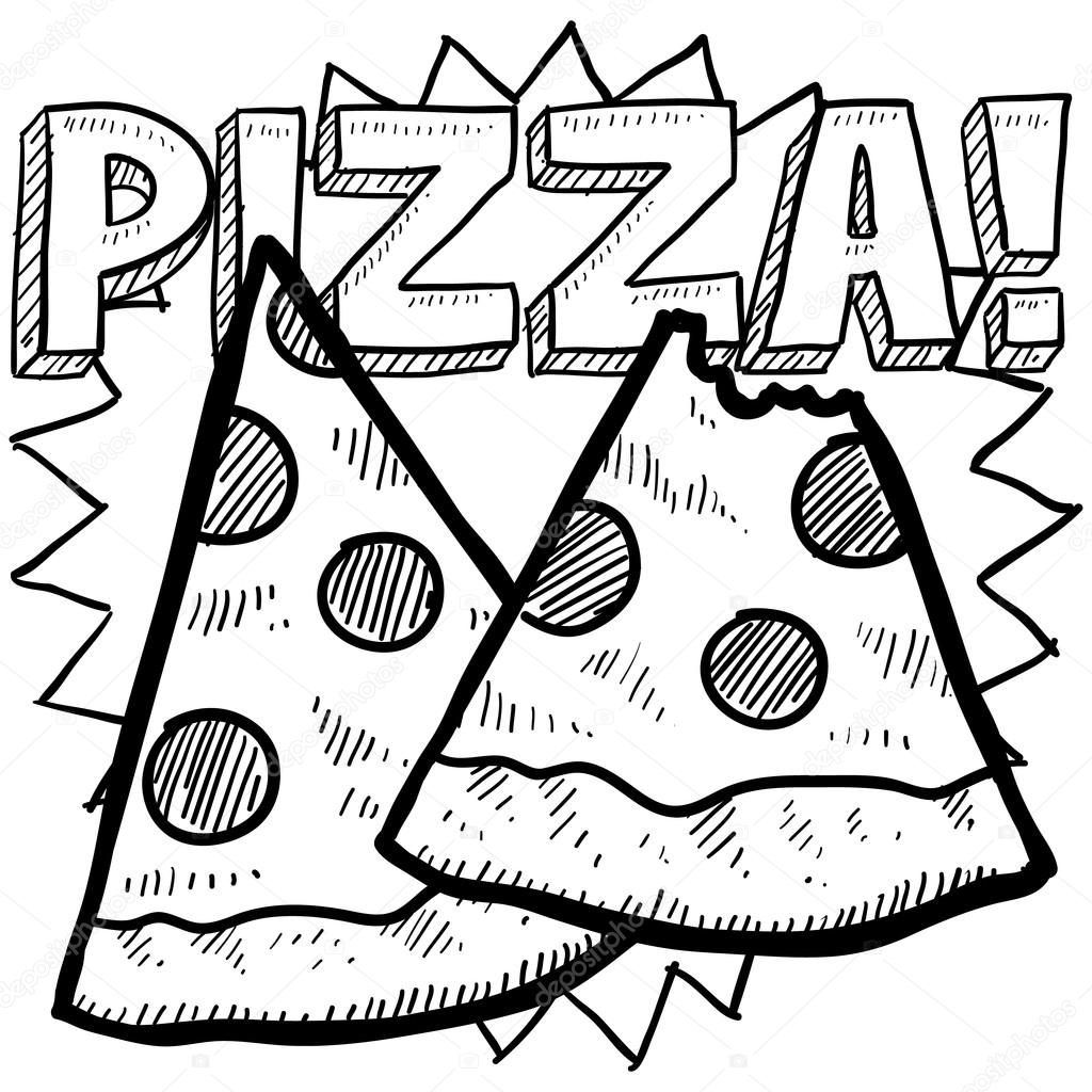 Pizza szelet vázlat Stock illusztráció: © lhfgraphics # 17216045