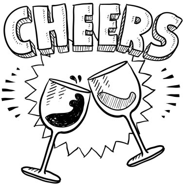 Cheers wine glass toast sketch clipart