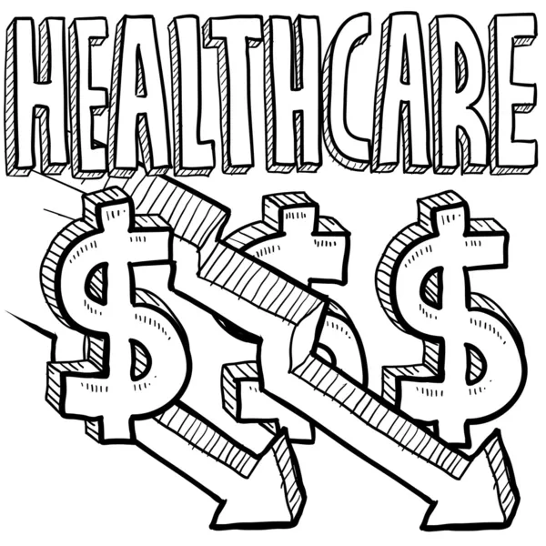 Health care costs decreasing sketch — Stock Vector