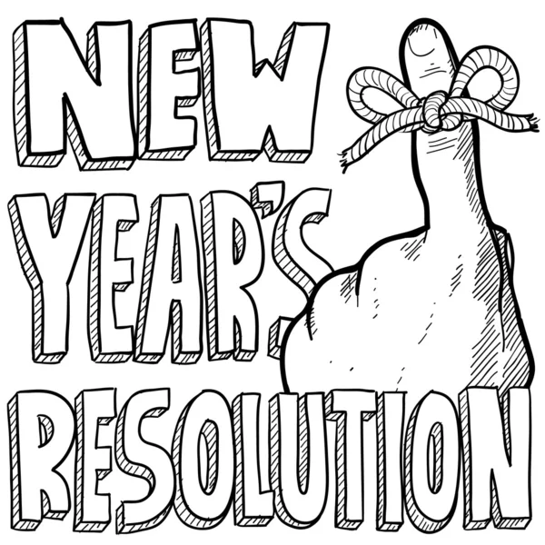 Schizzo di risoluzione di anno nuovo — Vettoriale Stock
