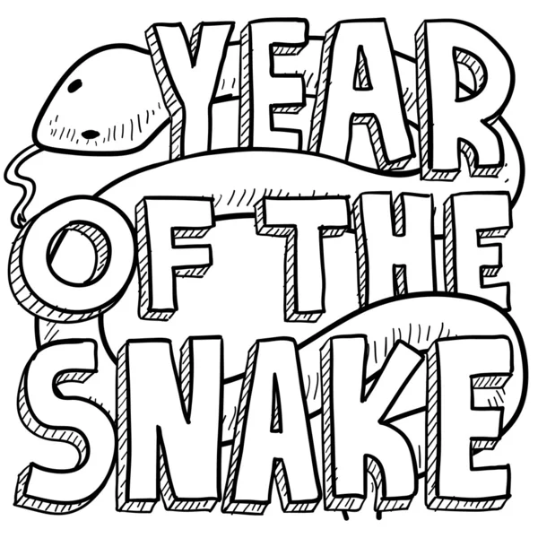 Año de la serpiente Esbozo de año nuevo chino — Vector de stock