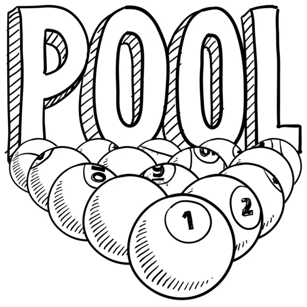 Boceto de billar o piscina — Vector de stock