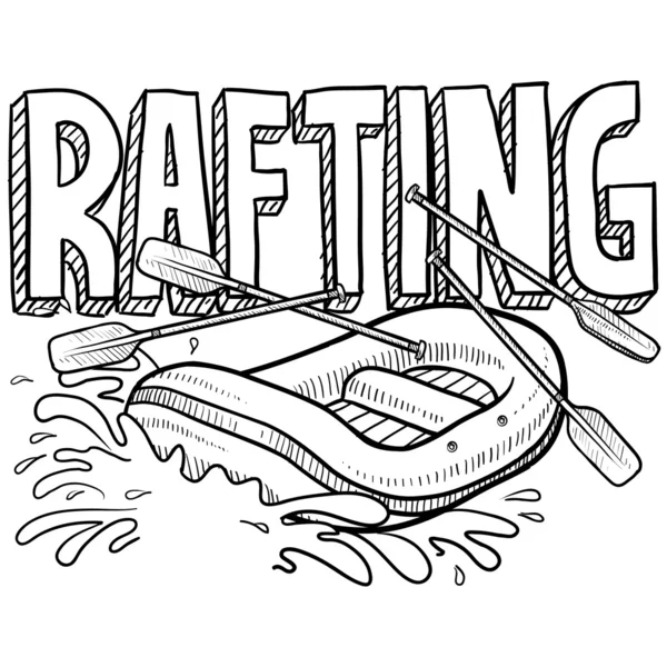 Schizzo rafting Whitewater — Vettoriale Stock