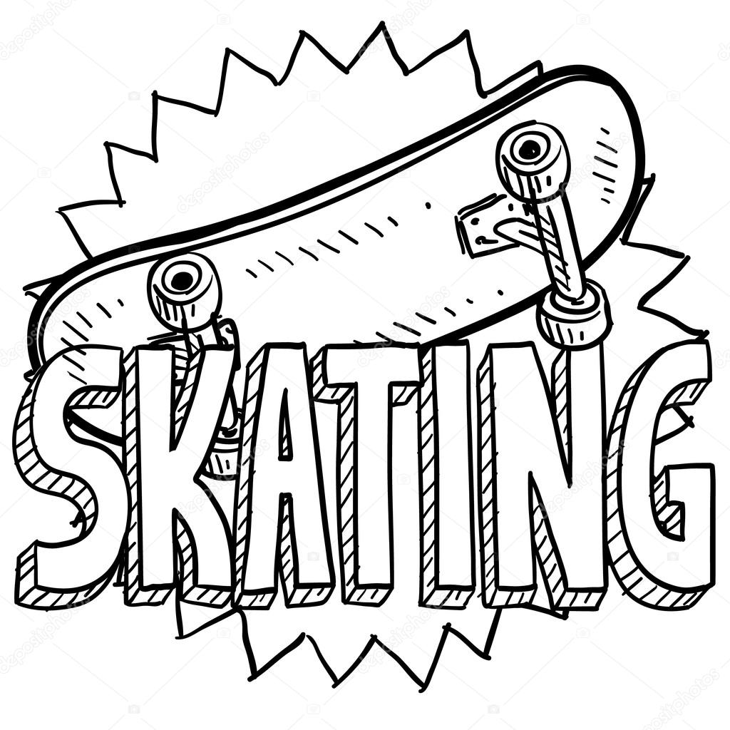 Skateboard. Hand drawing sketch. eps 10 vector illustration. | CanStock