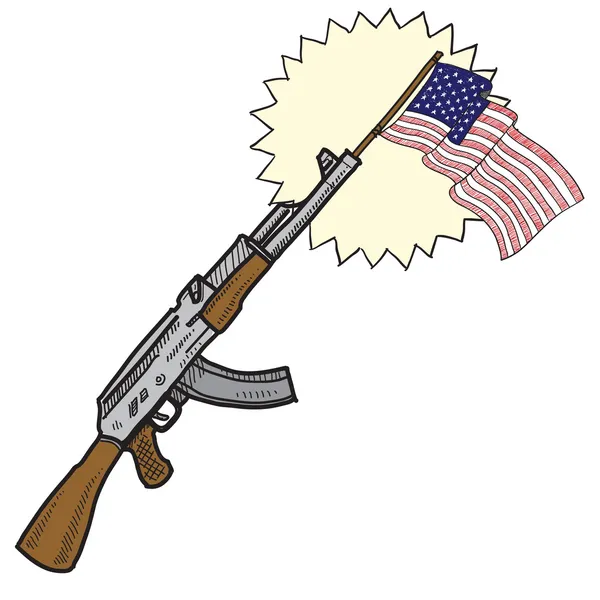 Americani amano fucili d'assalto schizzo — Vettoriale Stock