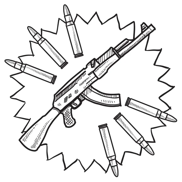 Esbozo de rifle de asalto — Vector de stock