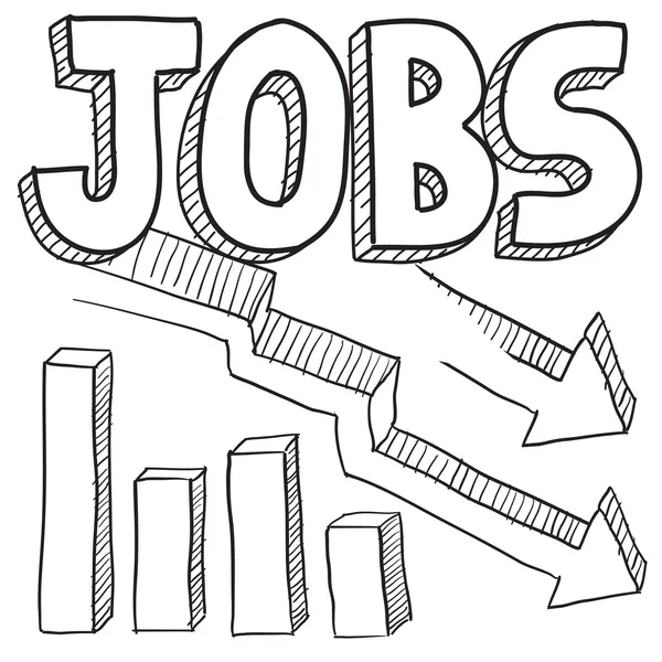 Pracovní místa snižuje skica — Stockový vektor