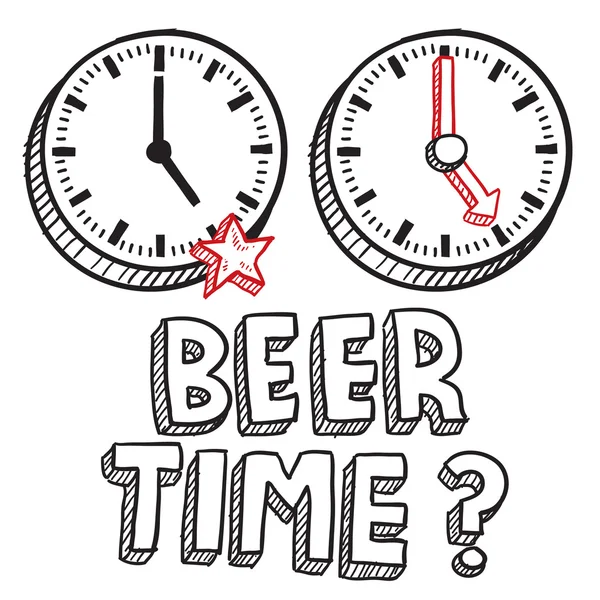 Pivo čas konec pracovního dne skica — Stockový vektor