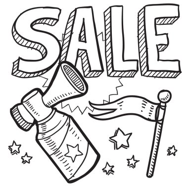 Retail sale announcement sketch clipart