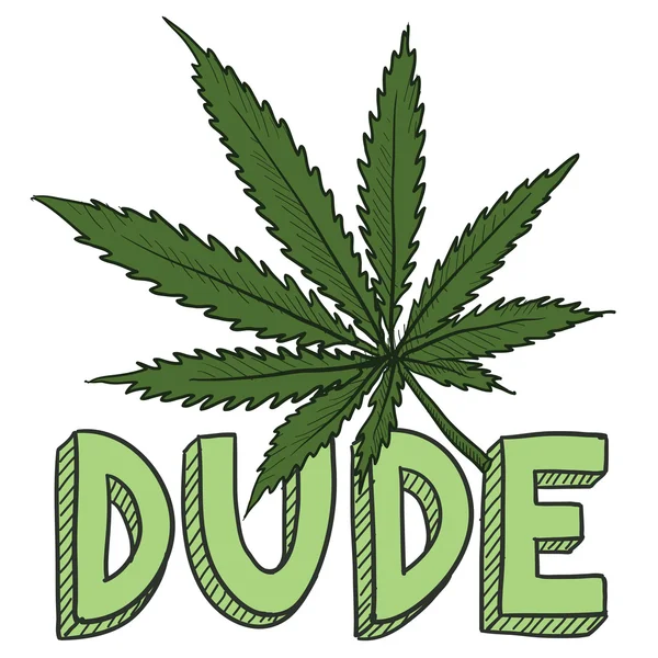 Dude marijuana skiss — Stock vektor