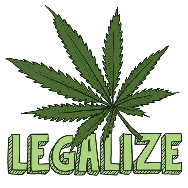 Legalizzare schizzo marijuana — Vettoriale Stock