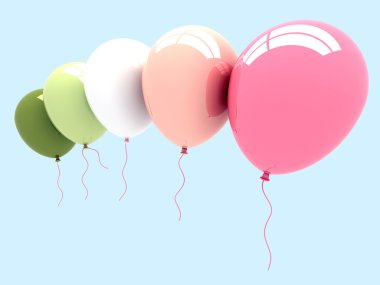 Parti balonları arka plan. 3D render.