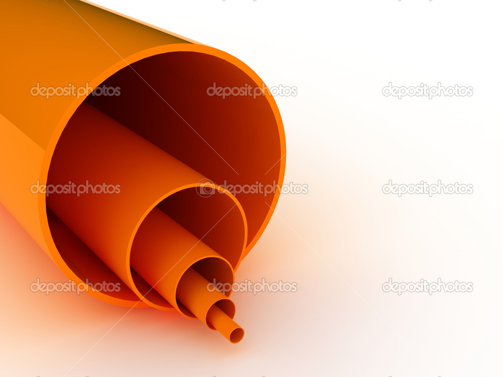 Orange pipes background. 3d rendering.