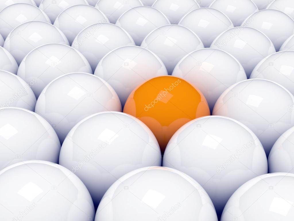 Alone orange ball background. 3d rendering.