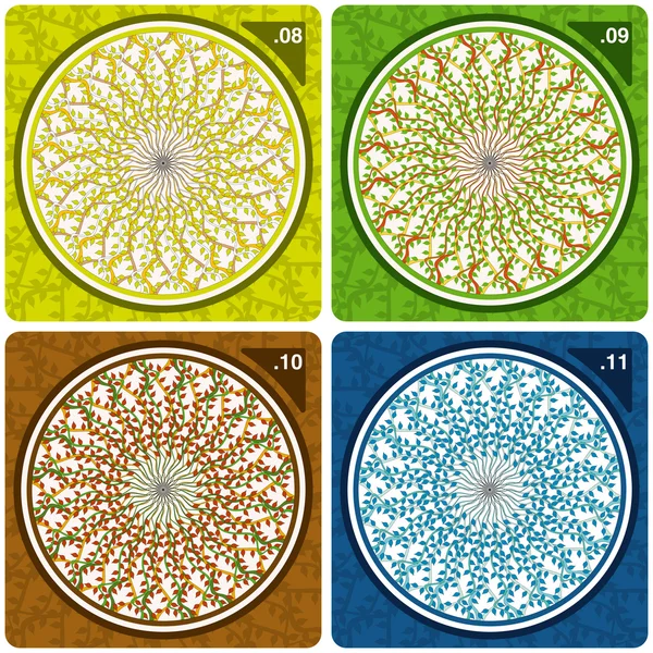 Coloridos adornos florales. Vector . — Archivo Imágenes Vectoriales