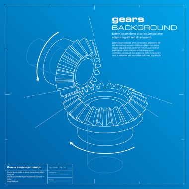 Gears'ı arka plan blueprint. vektör.