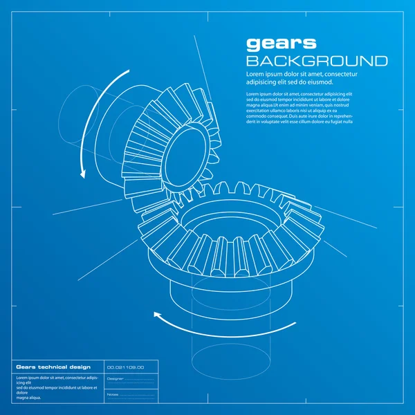 Koła zębate blueprint tło. wektor. — Wektor stockowy