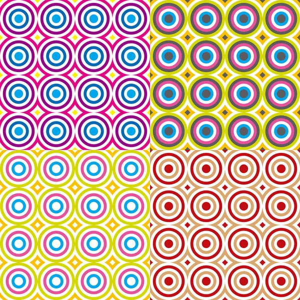 Abstract seamless circles pattern set. Vector. — Stock Vector