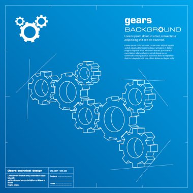 Gears blueprint background. Vector.