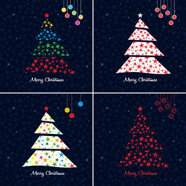 Colorido conjunto de fondo de árbol de Navidad. Vector . — Archivo Imágenes Vectoriales