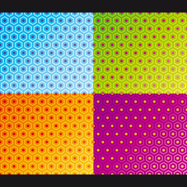 Seamless honeycomb pattern set. Vector. — Stock Vector