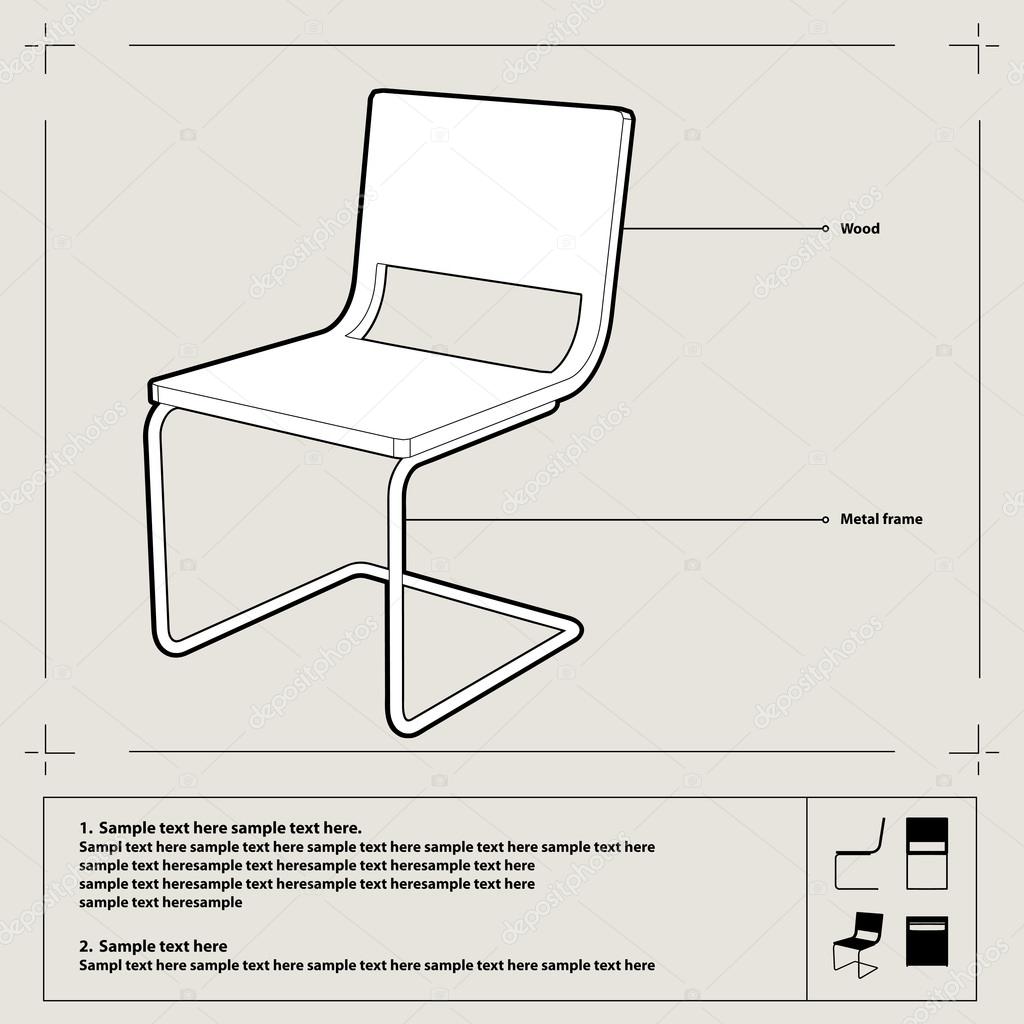 Chair blueprint. Vector.