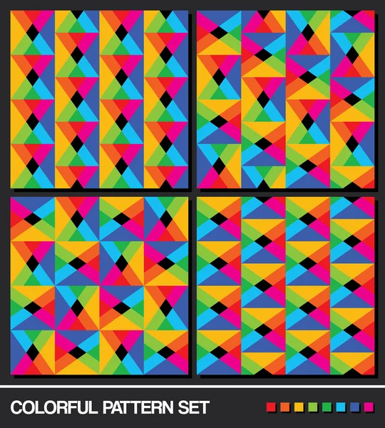 Conjunto de padrão geométrico colorido. Vetor . — Vetor de Stock