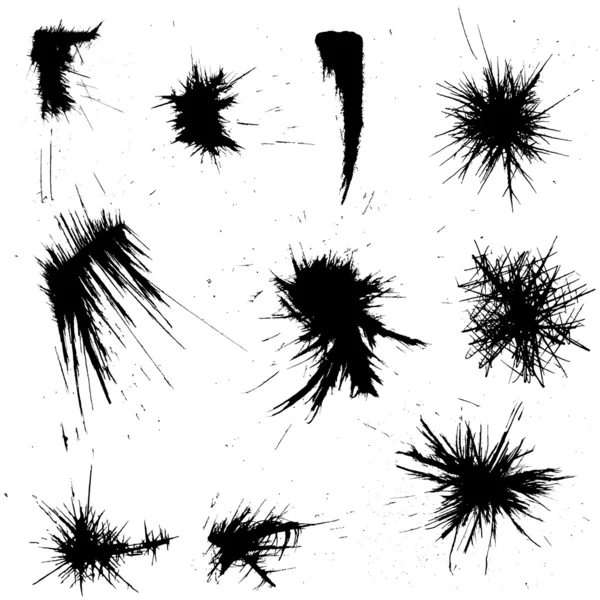 grungy mürekkep ve fırça darbeleri seti