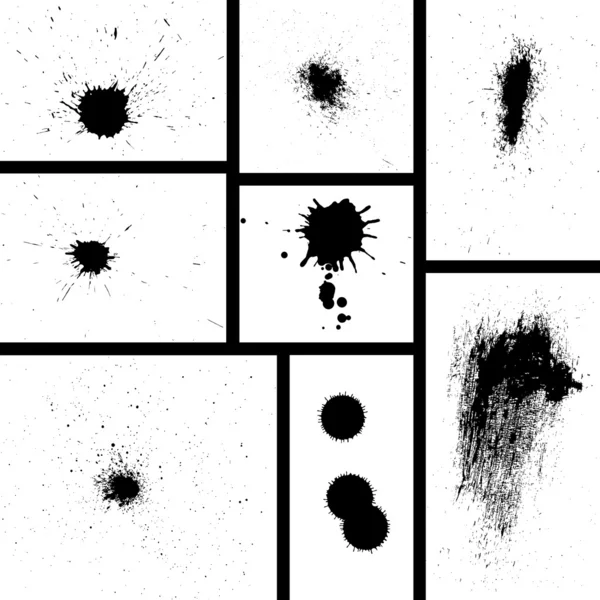 Grungy inkt splash of splatter vector set — Stockvector