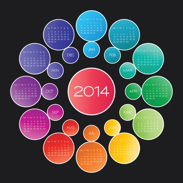 Vetor Calendário 2014 — Vetor de Stock