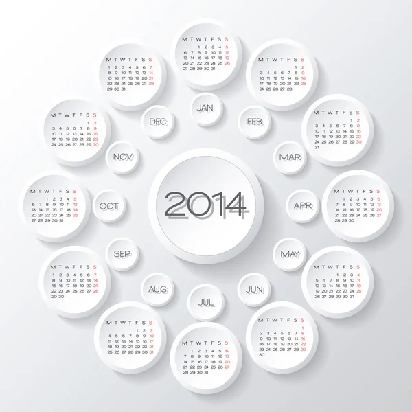 Kalendervektor 2014 — Stockvektor