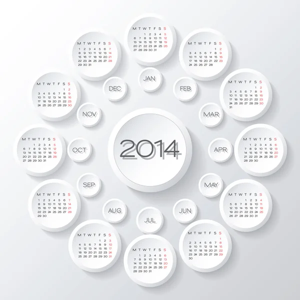 Calendario 2014 vector — Vector de stock