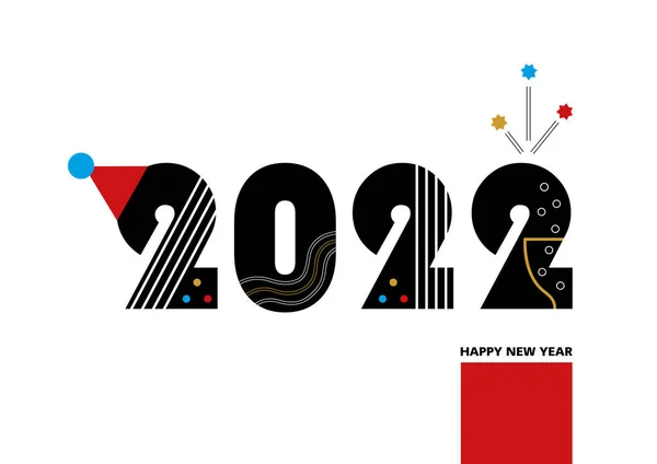 2022 Новогодняя Открытка Плакат Баннер Обложка Сайта Facebook Современный Баухаус — стоковое фото