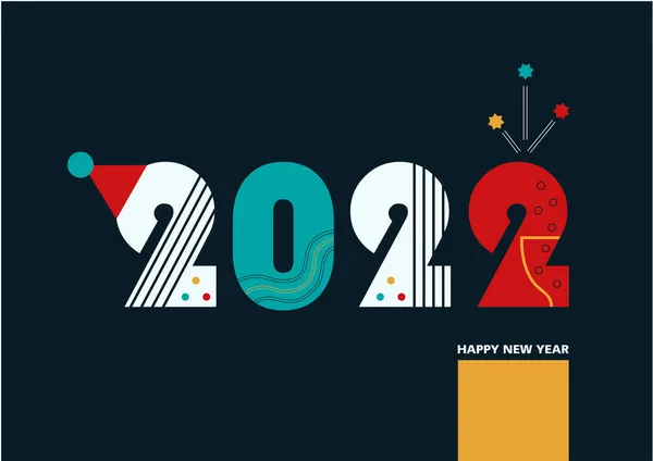 2022 Новогодняя Открытка Плакат Баннер Обложка Сайта Facebook Современный Баухаус — стоковый вектор