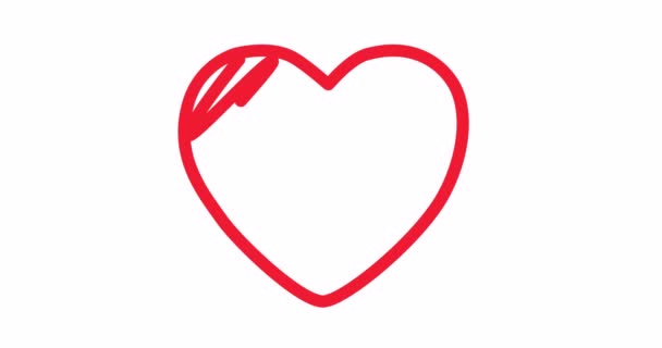 Animace ručně kresleného srdce. Valentýn. Alfa kanál. 4K — Stock video