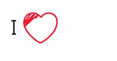 Ben de seni seviyorum. Animasyon. Yürekten yazılmış bir metin. Sevgililer Günü. Alfa kanalı. 4K