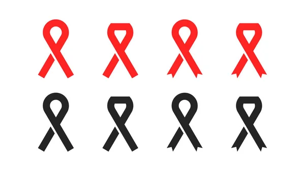 Set Red Ribbons International Aids Day December Vector Illustration — Stock Vector