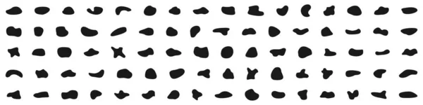 Conjunto Salpicaduras Charcos Líquido Negro Derramado Ilustración Vectorial — Vector de stock