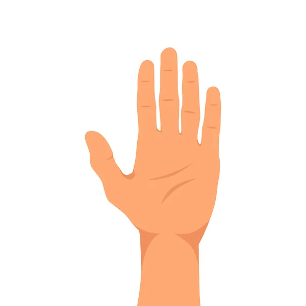 Raised Hand Palm White Skinned Man Flat Style Vector Illustration — Stock Vector