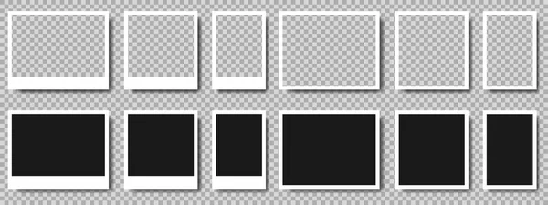 Boş fotoğraf çerçevelerinin gerçekçi bir seti var. Retro fotoğraf çerçeveleri koleksiyonu. Vektör illüstrasyonu.
