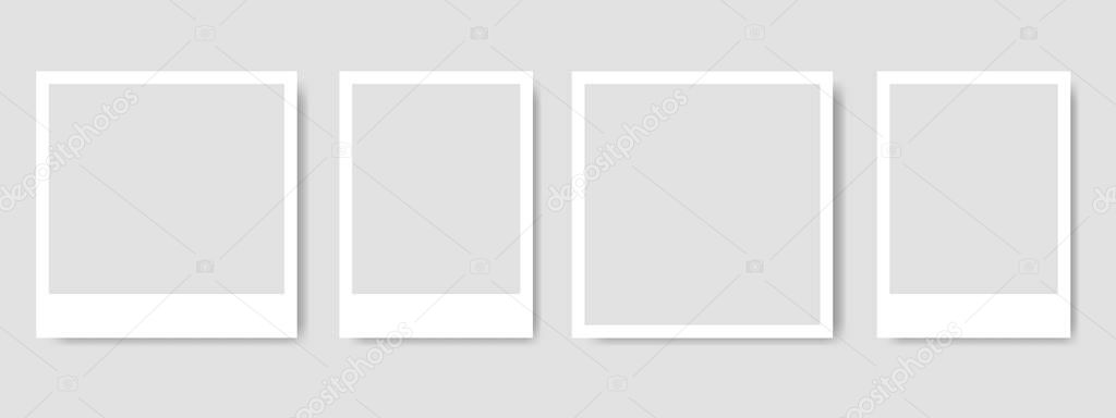 Realistic set of empty photo frames mockups. Collection of retro photo frames. Vector illustration.