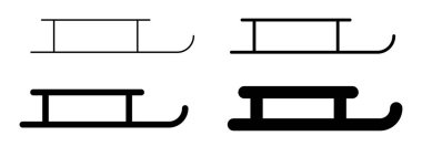Kızak. Kızak simgeleri ayarlandı. Çocuklar için kış eğlencesi. Düz stil. Vektör illüstrasyonu.