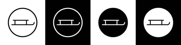 Sled. Sleigh icons set. Winter fun for children. Flat style. Vector illustration.